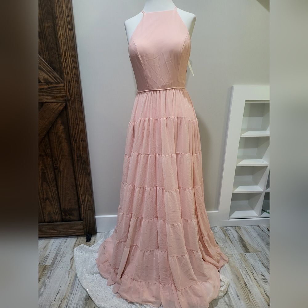 Women’s Blush Pink Halter Maxi Dress - Picture 3 of 5